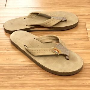 Rainbow Leather Flip Flops
